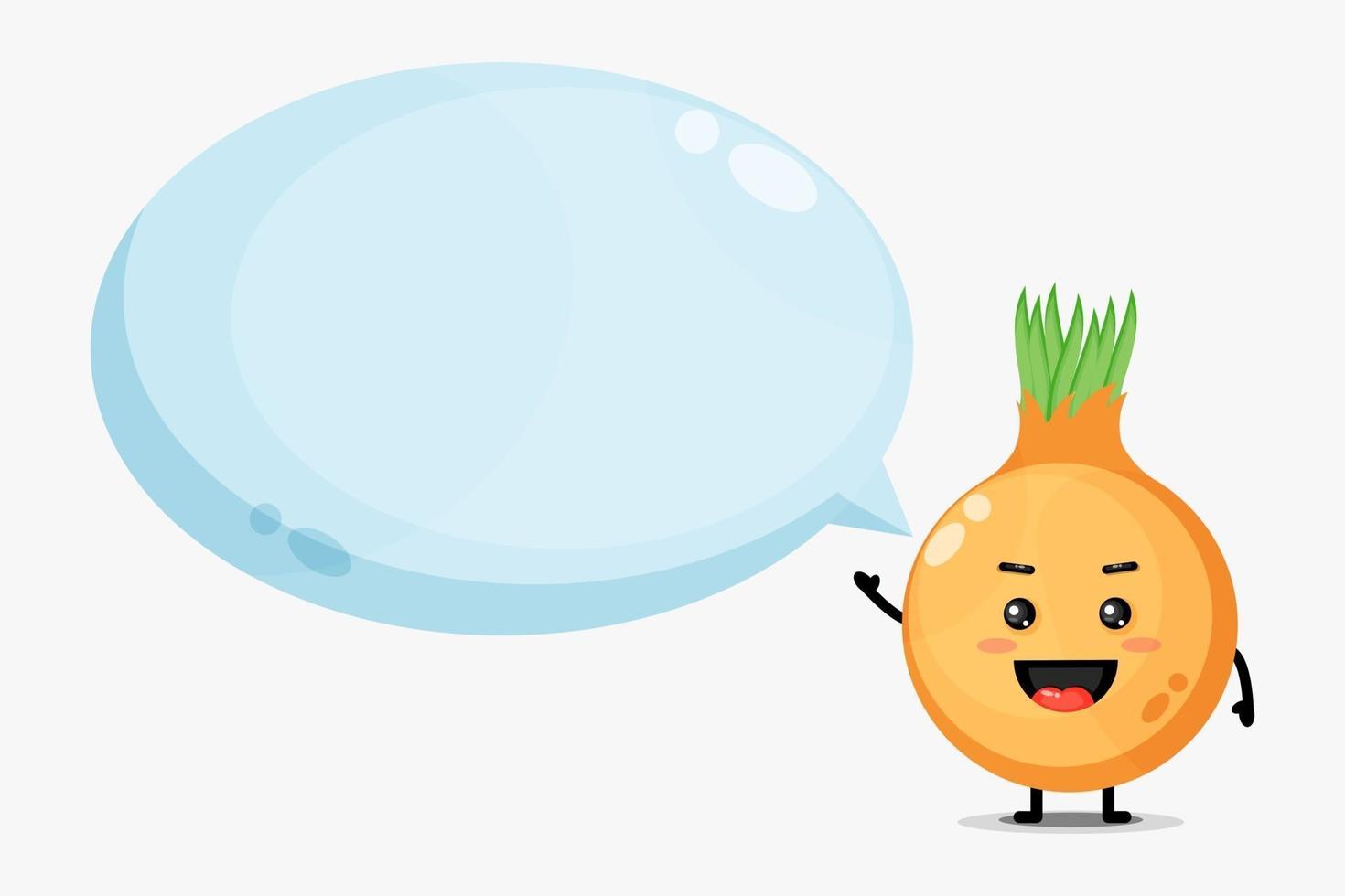 Cute onion with bubble speech vector
