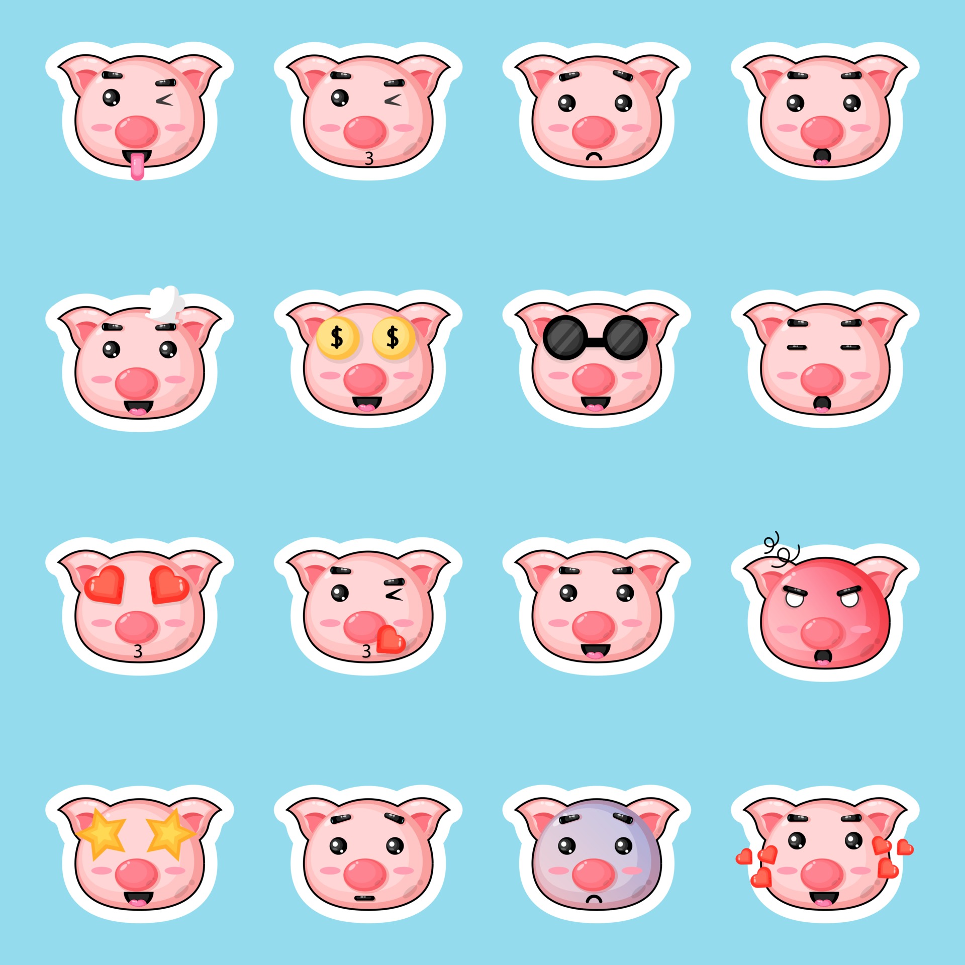 cute pig stickers set 2146520 Vector Art at Vecteezy