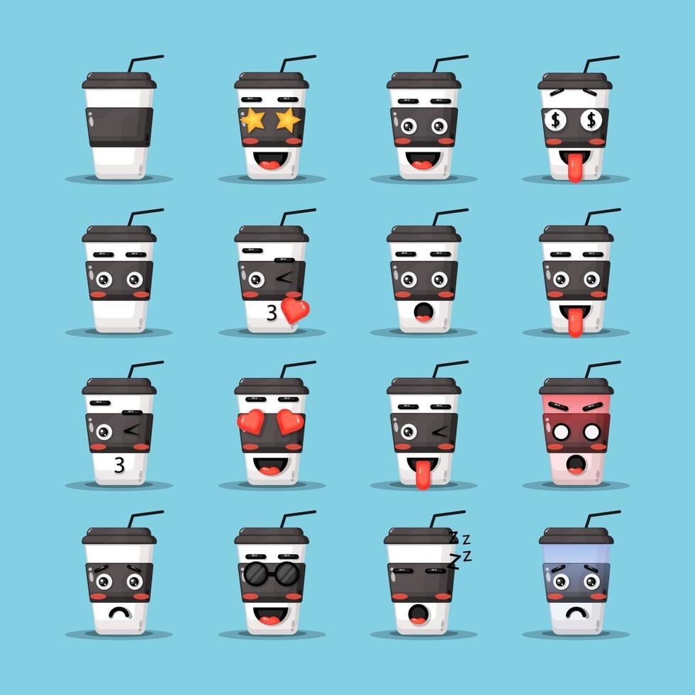 Cute Coffee Cup with Expression vector