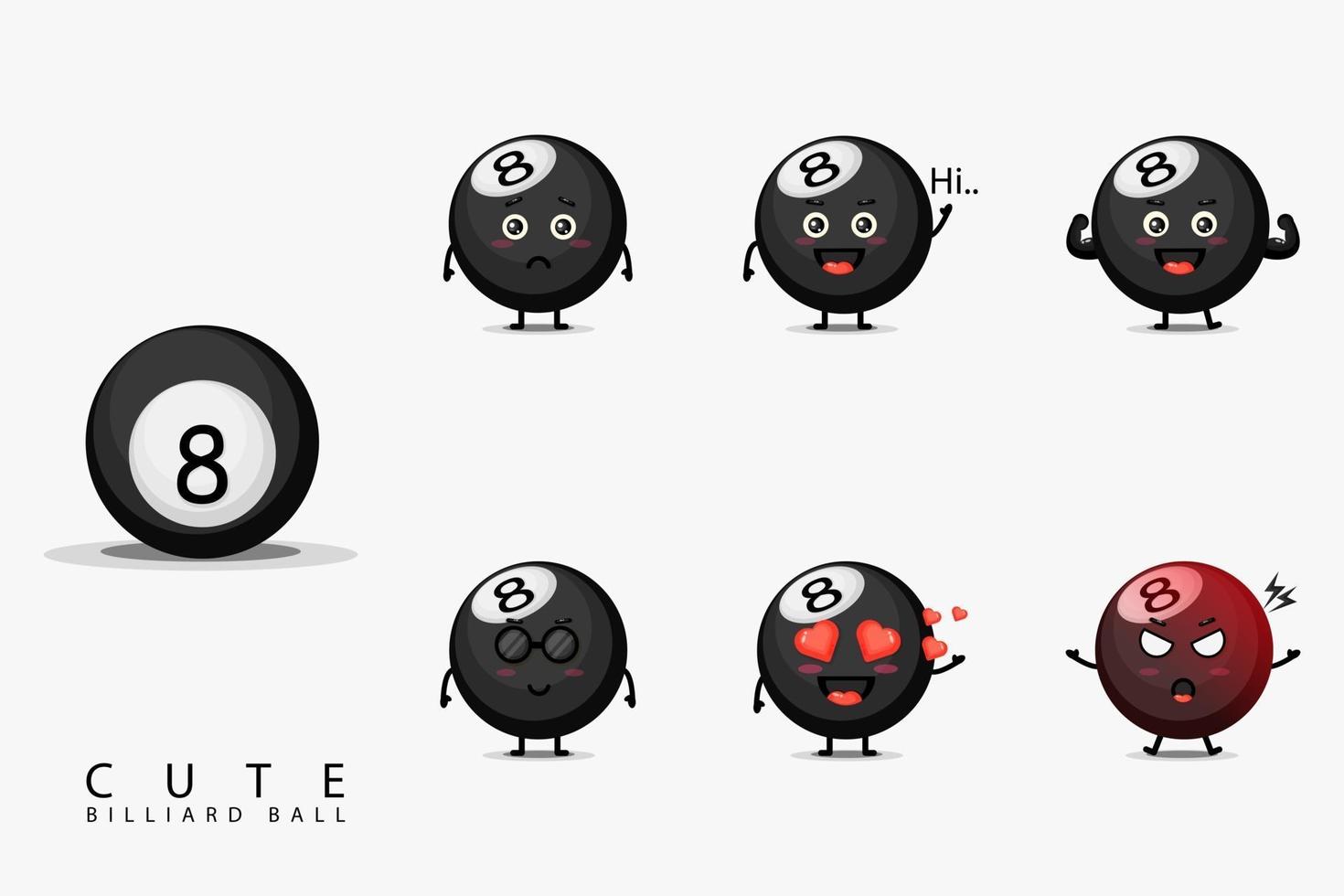 cute billiard ball mascot set vector