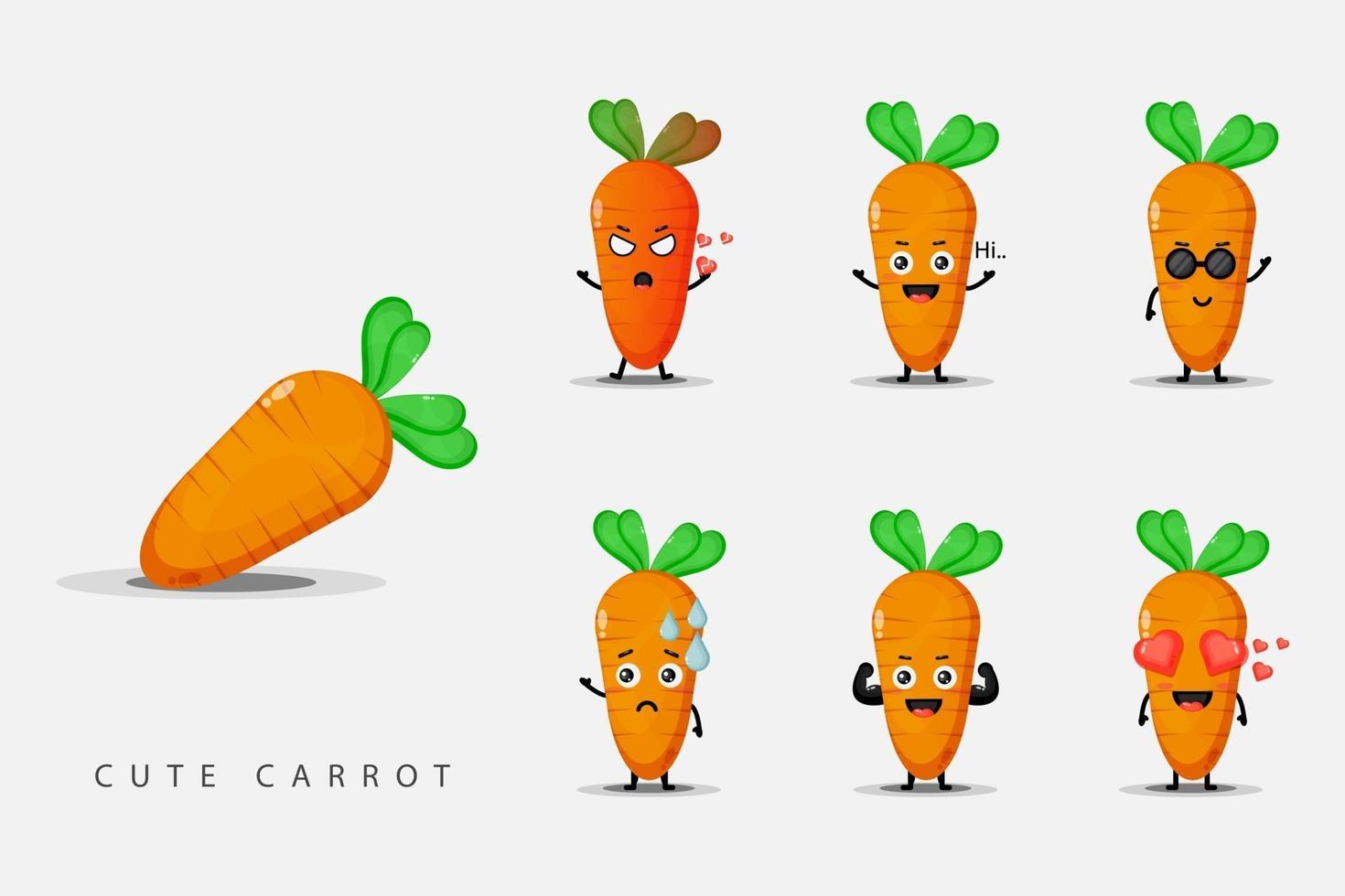 Cute mascot carrot set vector