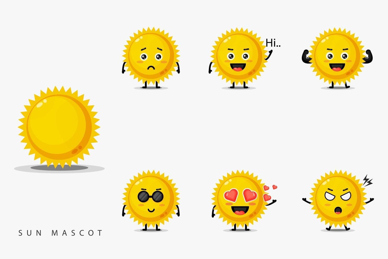 Cute sun mascot design set vector