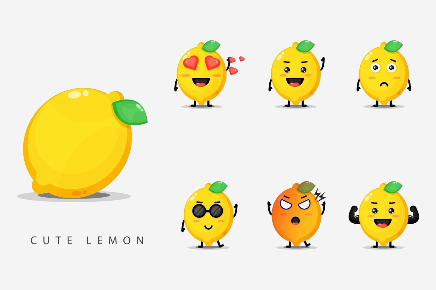 Set of cute lemon mascots vector