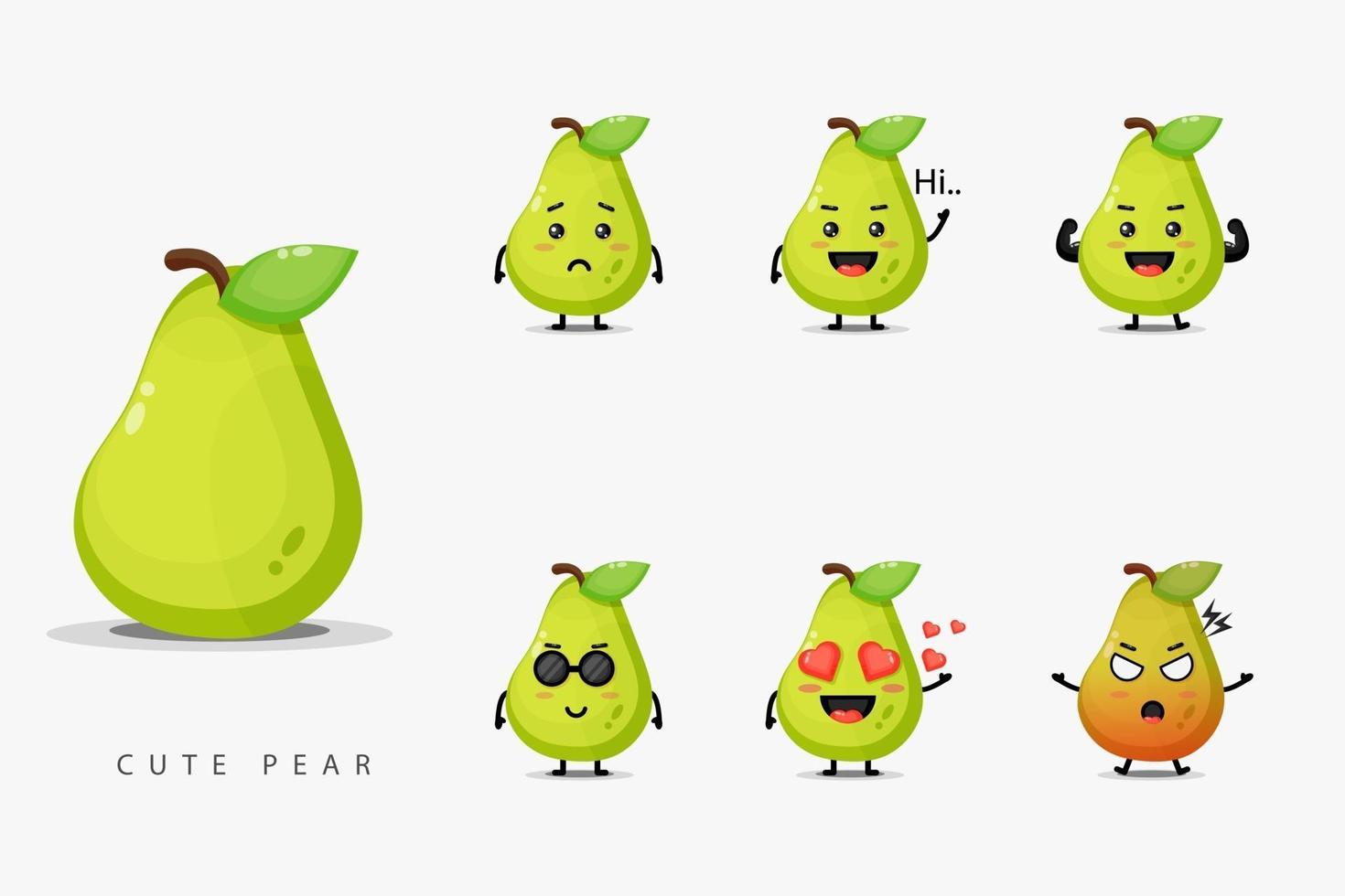 Set of cute pear mascots vector