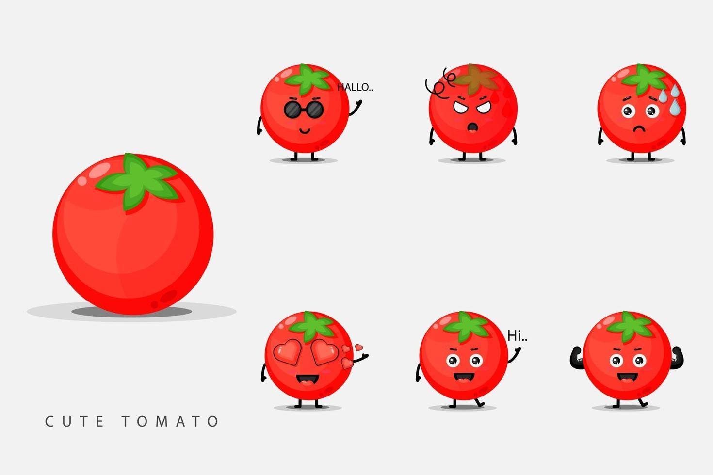 Set of cute tomato mascot vector