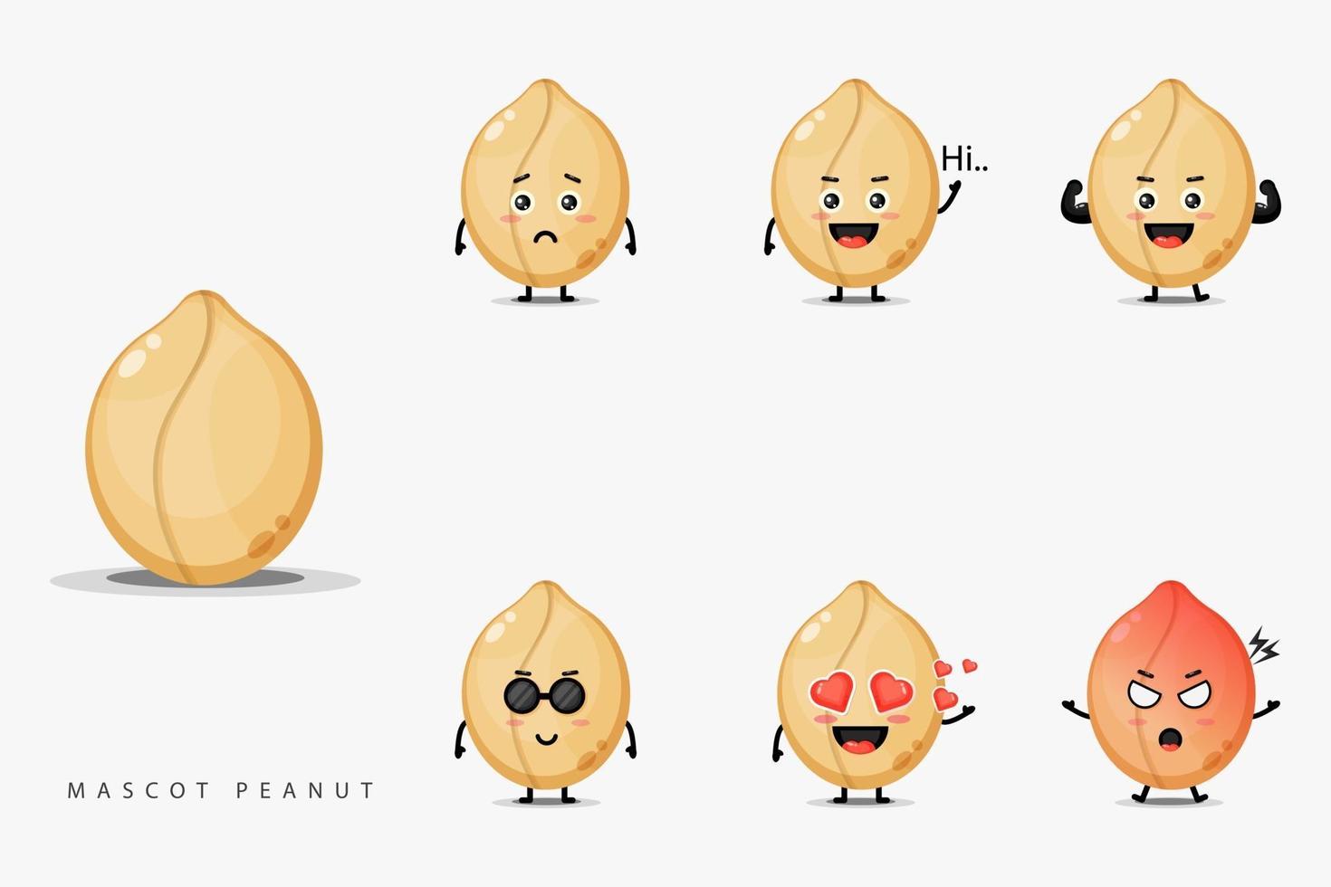 Cute peanut mascot design set vector