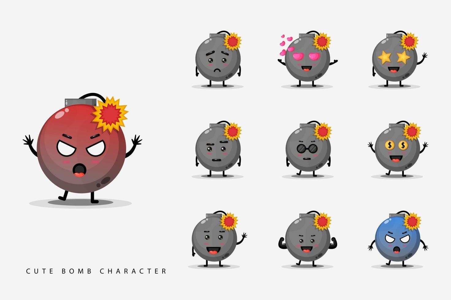 Set of cute character bombs vector