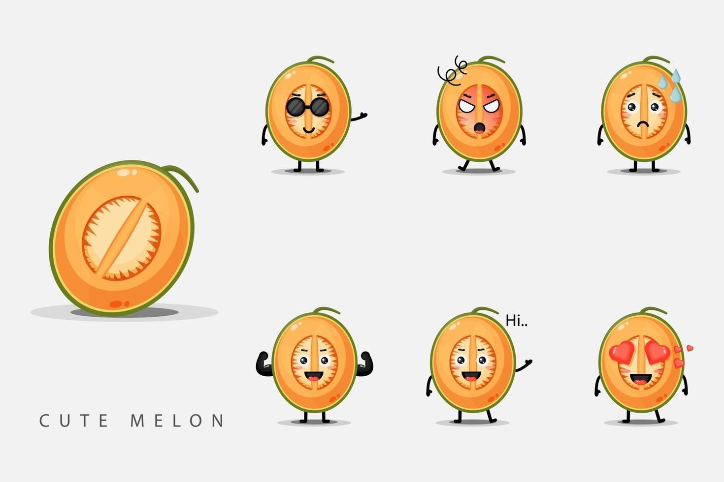 Set of cute character melons vector