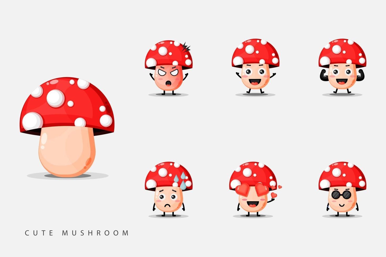 Set of cute mushroom mascots vector