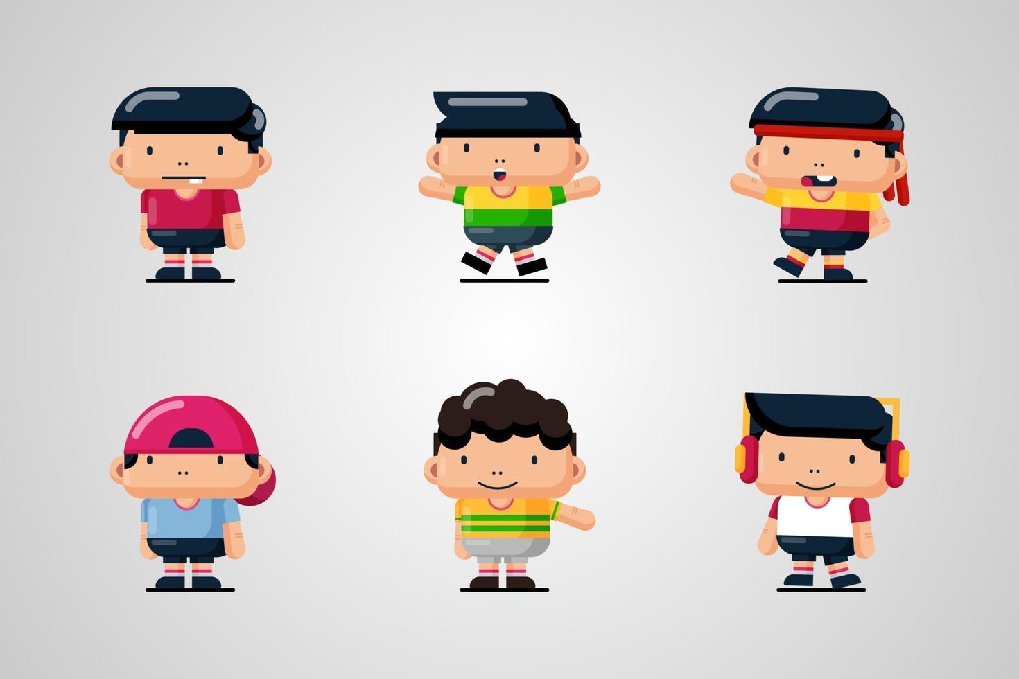 Set of kids character flat vector