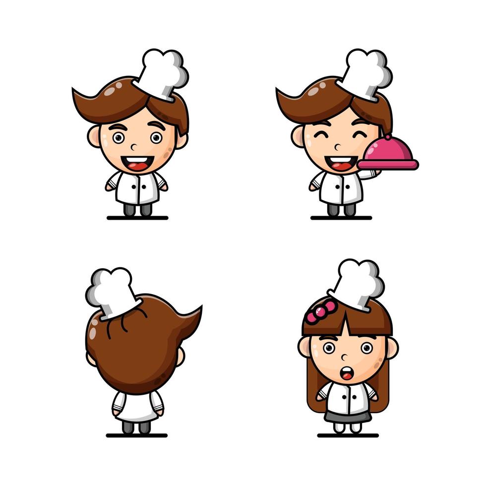 Cute Chef Mascot character set vector