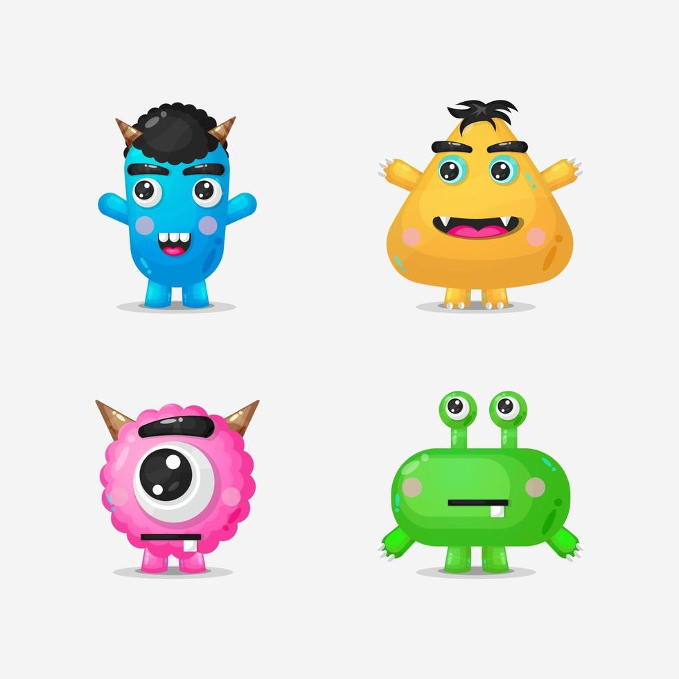 cute cartoon monsters design collection vector