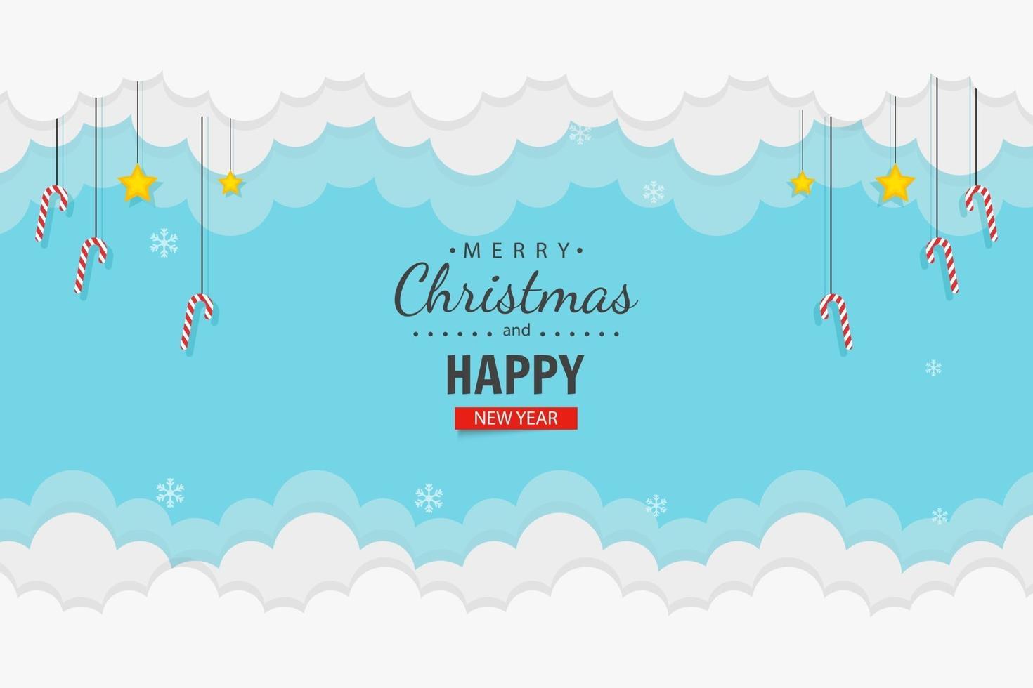 Cloud background with christmas decorations vector