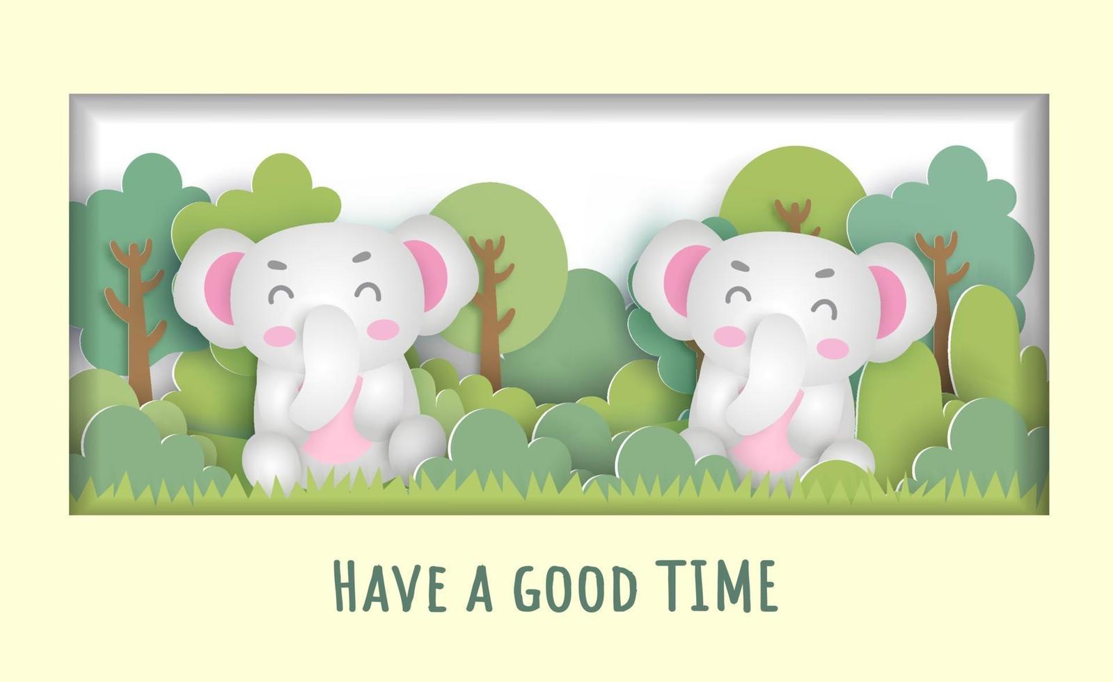 Birthday card  with a cute elephants vector