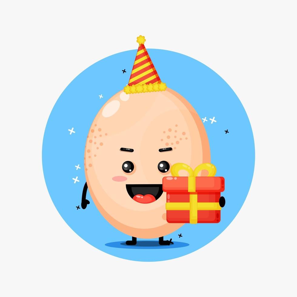Linda mascota de huevo de gallina en cumpleaños vector