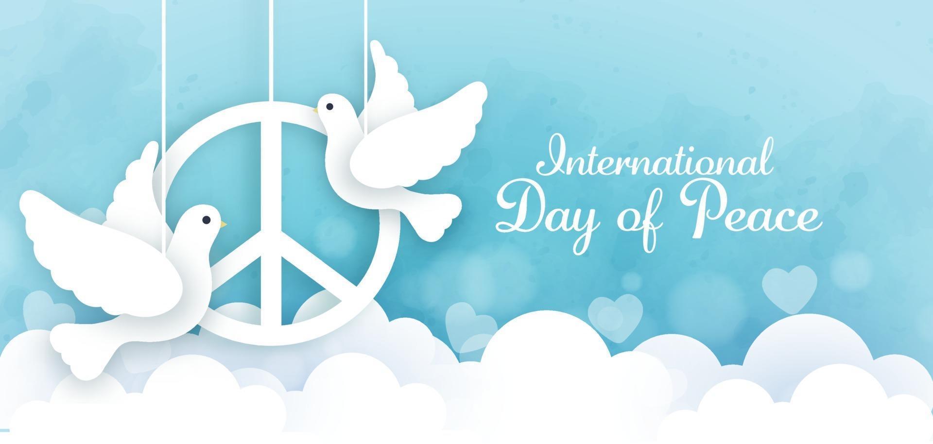 International Day of Peace in paper cut style. vector