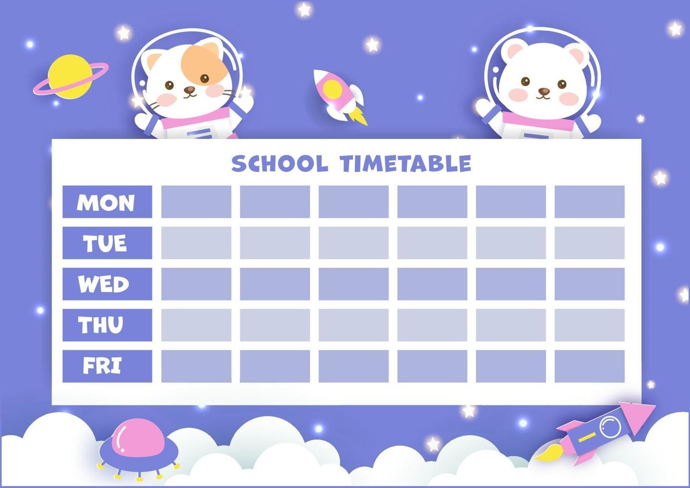 paper art back to school timetable. vector