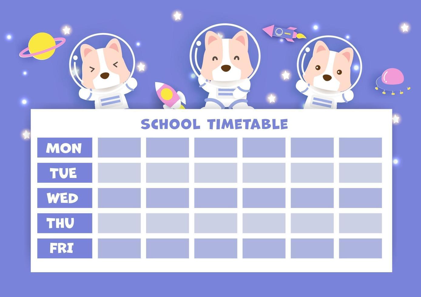 paper art back to school timetable vector