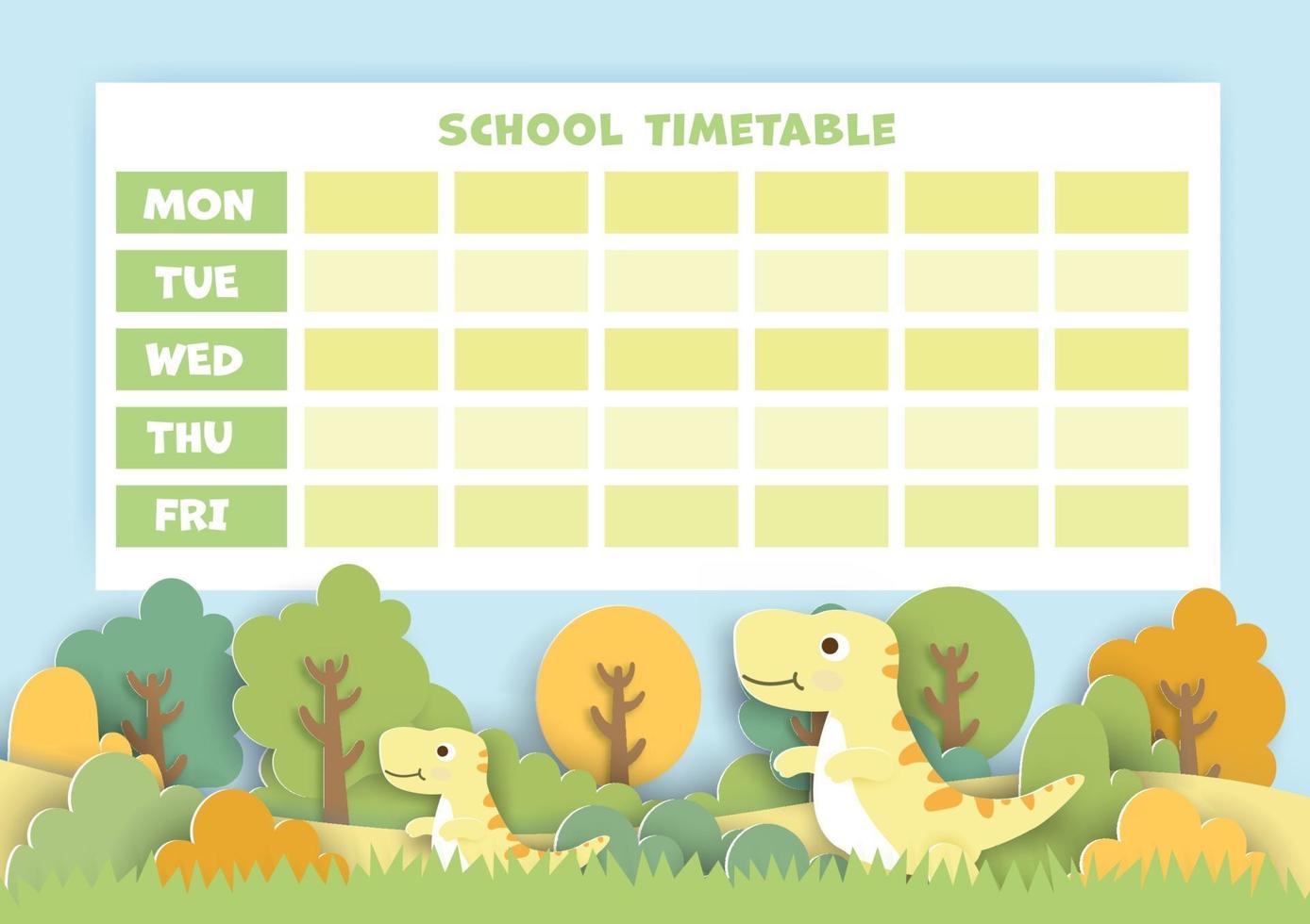 paper art back to school timetable. vector