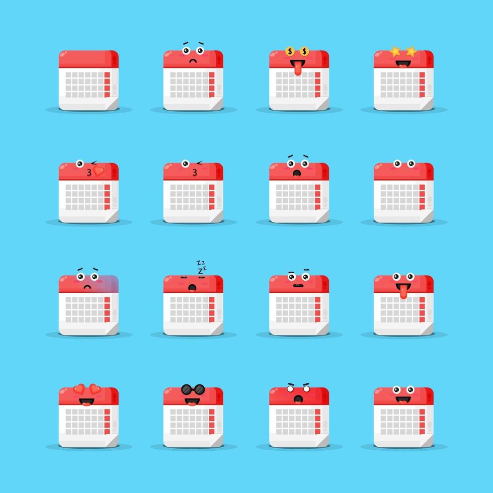 lindo calendario con emoticonos vector