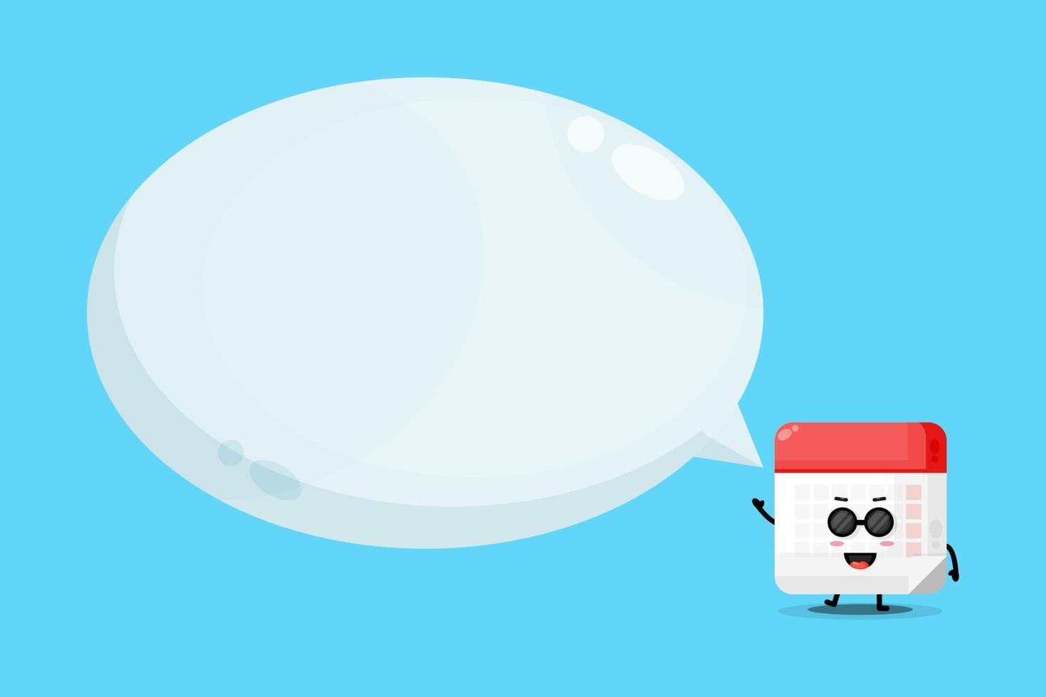 Cute calendar mascot with bubble speech vector