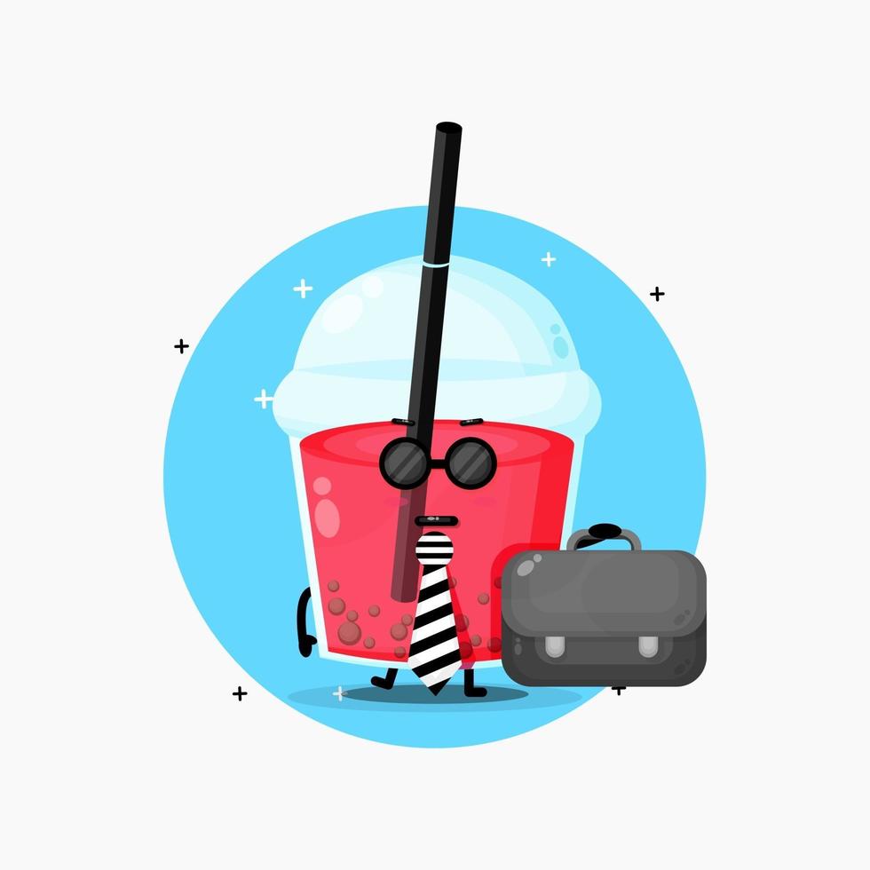 Cute bubble tea mascot leaves for work vector