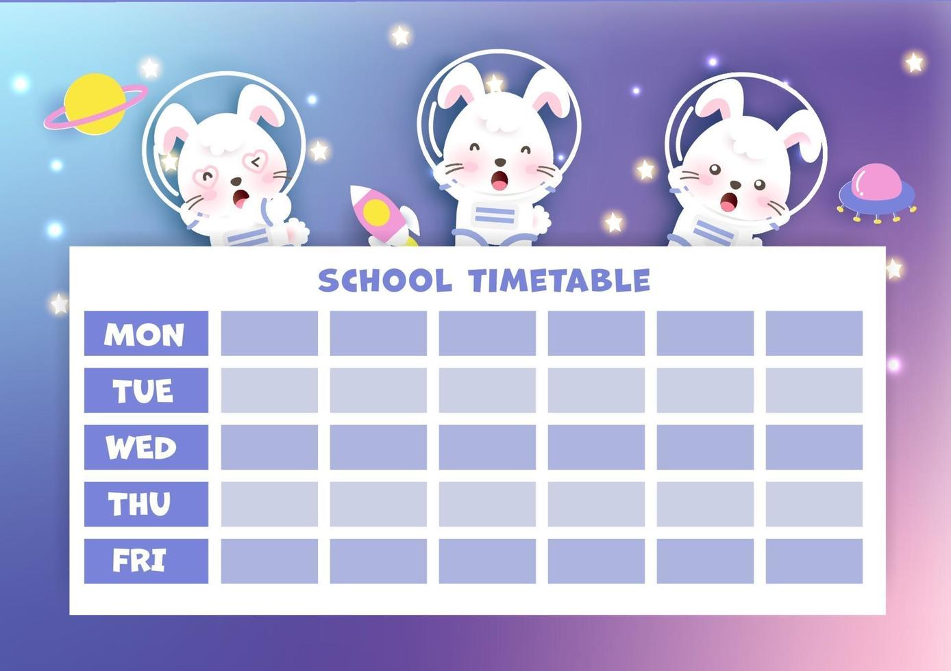 paper art  back to school timetable. vector