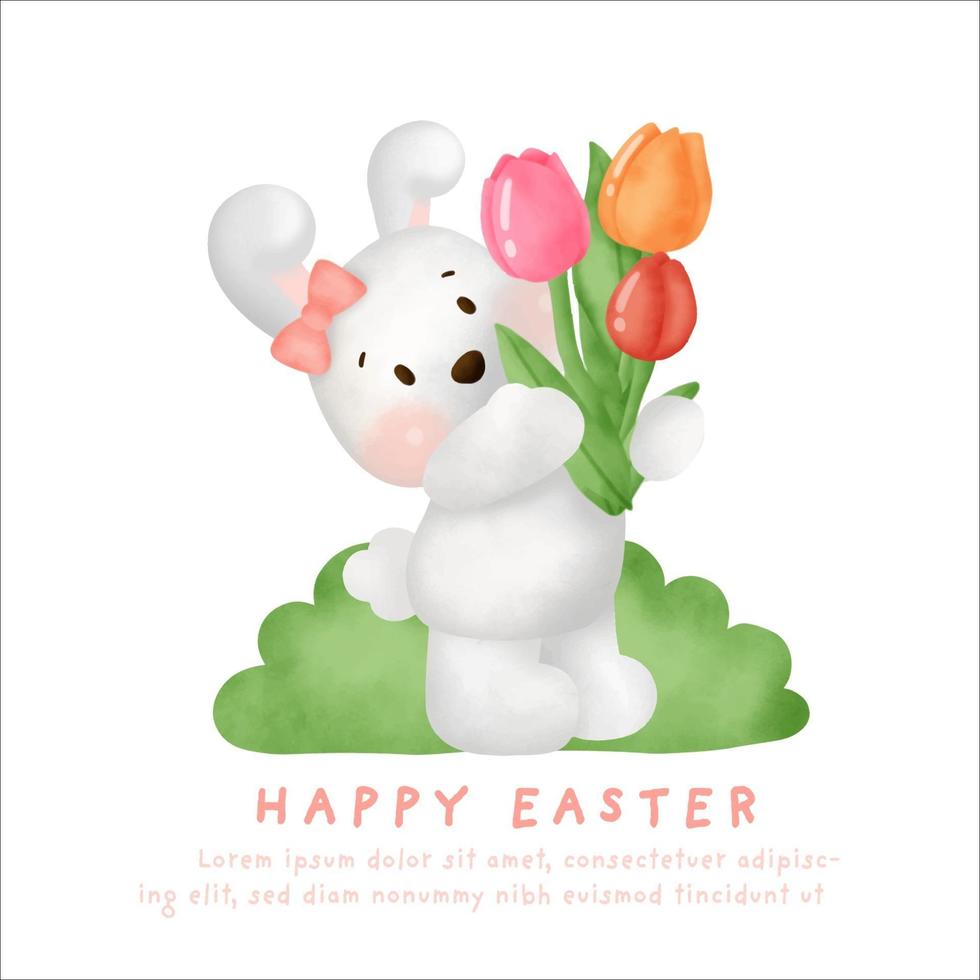 WATERCOLOR HAPPY EASTER DAY GREETING CARD . vector