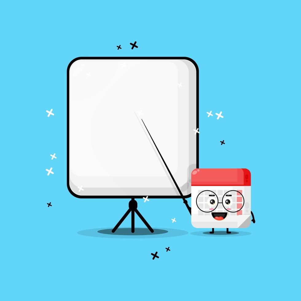 Cute calendar mascot becomes a teacher vector