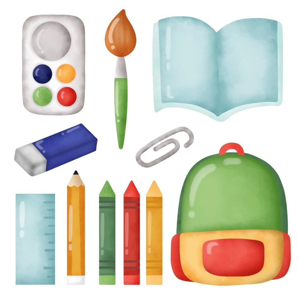 Hand drawn back to school supplies set . vector