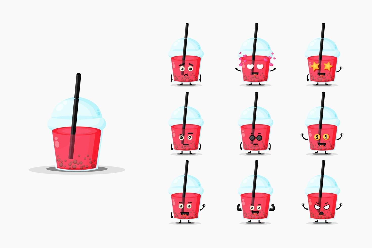 Cute bubble tea mascot set vector