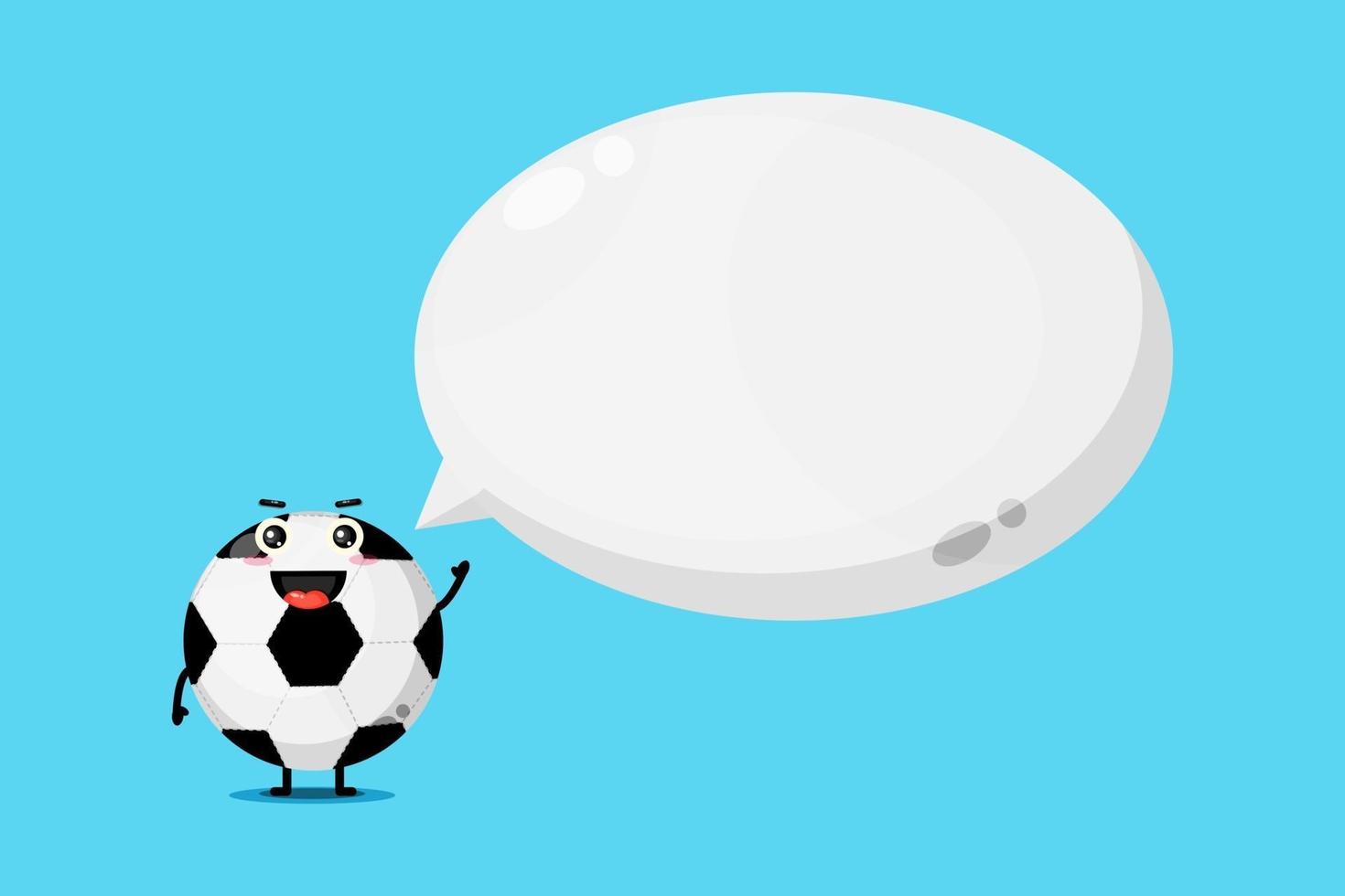 Linda mascota de pelota de fútbol con discurso de burbuja vector