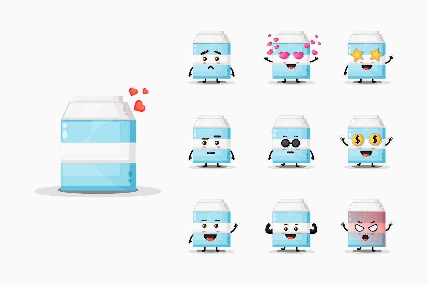 Cute milk mascot design set vector