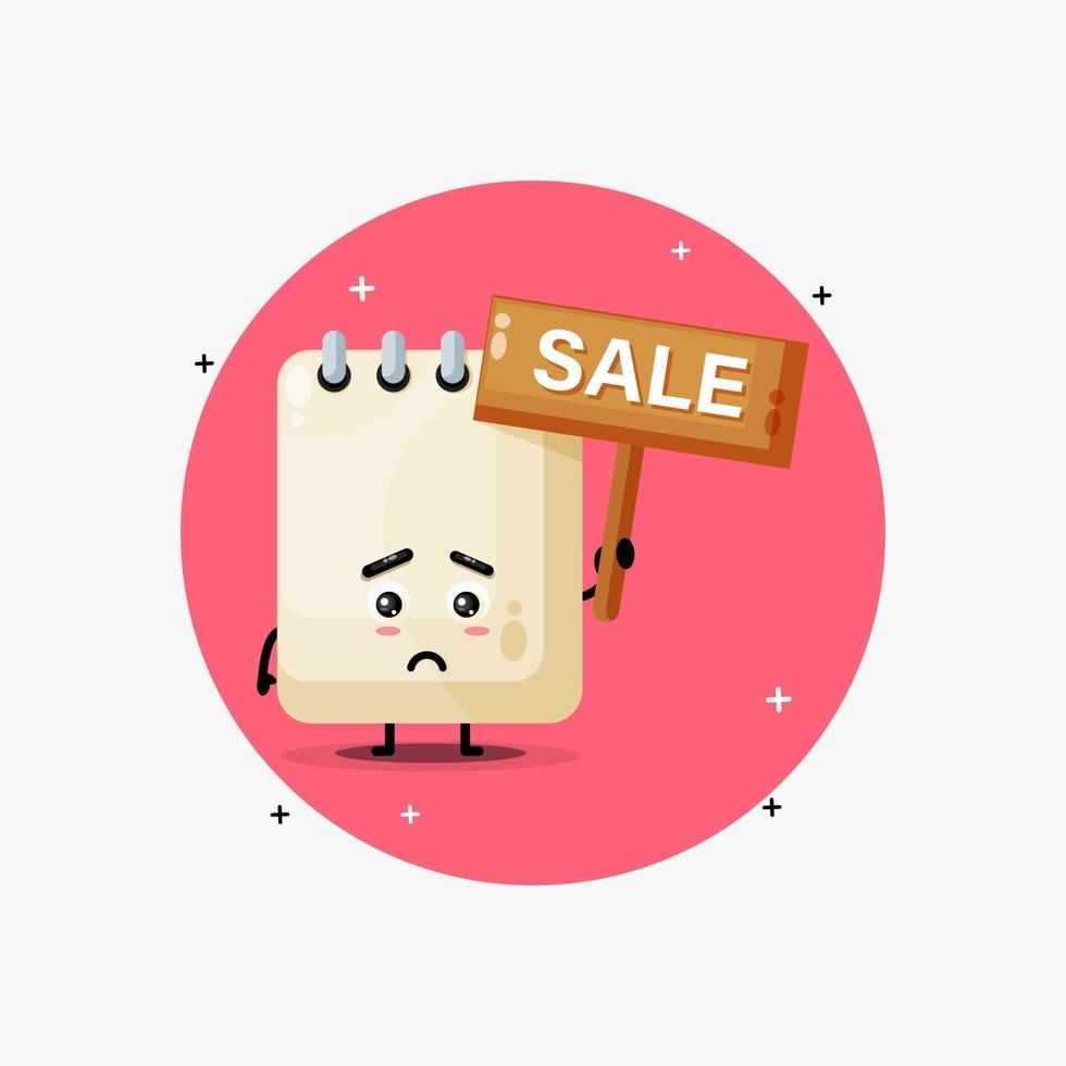 Cute note mascot with the sales sign vector