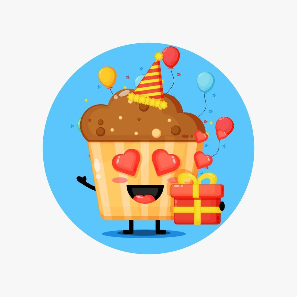 Cute muffins mascot on birthday vector