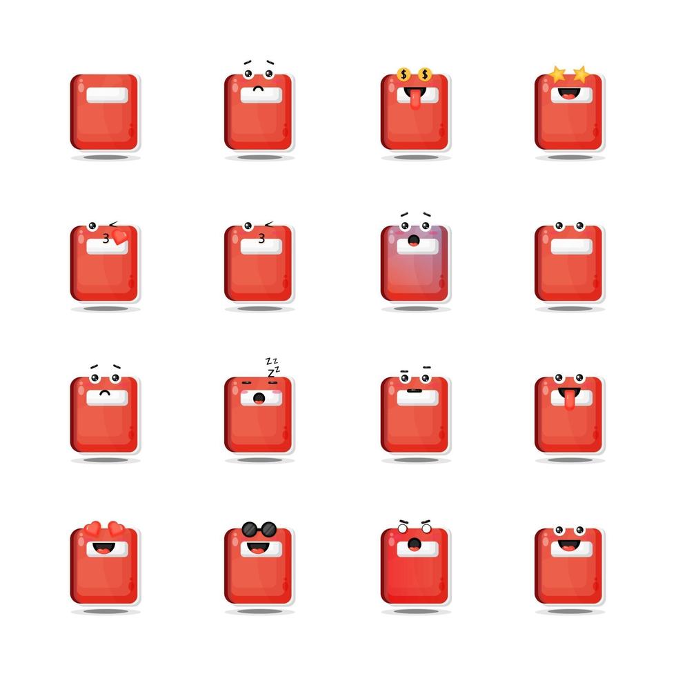 Cute notebook with emoticons set vector