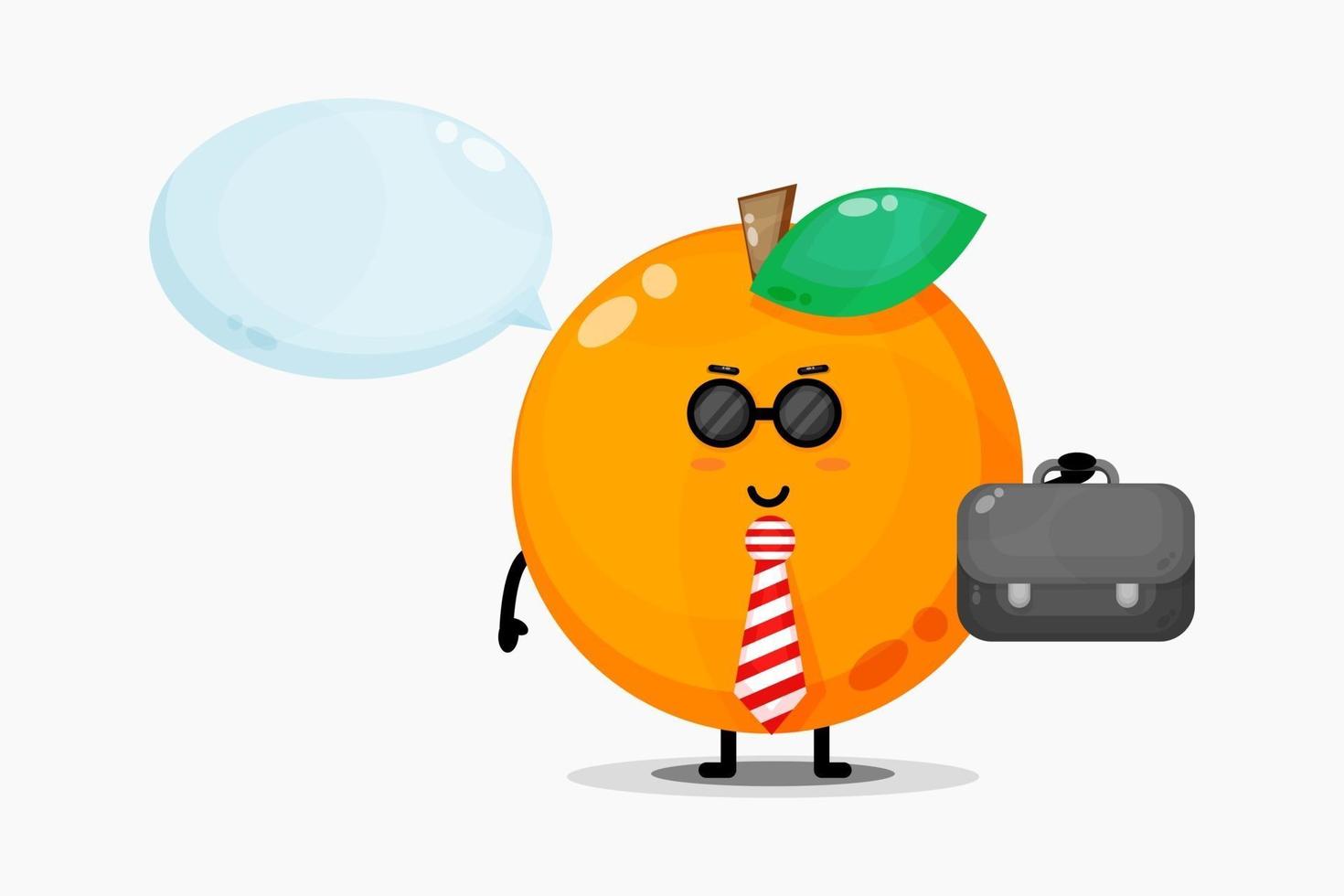 Cute orange mascot goes to office vector