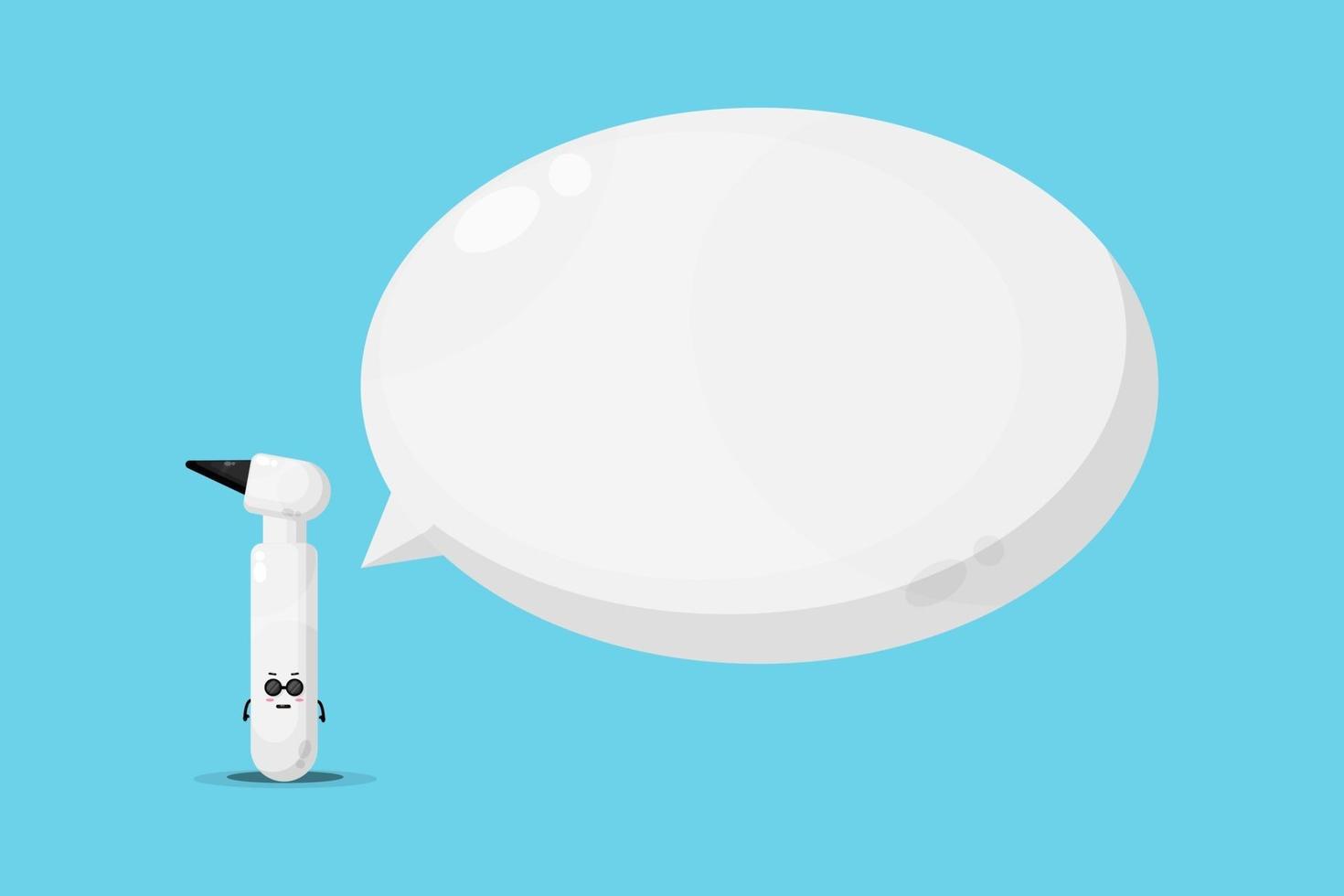Cute otoscope mascot with bubble speech vector