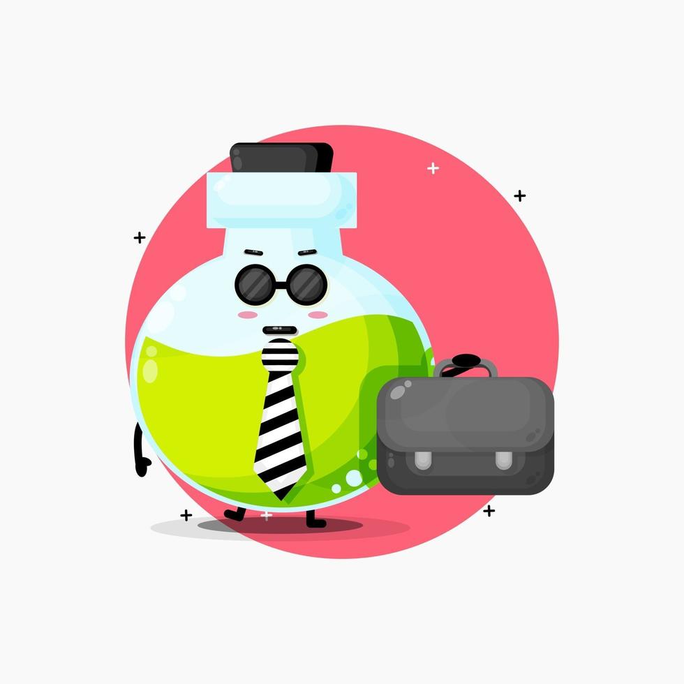 Cute potion bottle mascot leaves for work vector