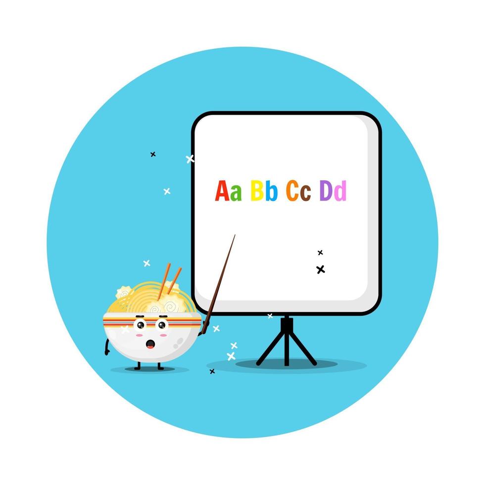 Cute ramen mascot explains the alphabet vector