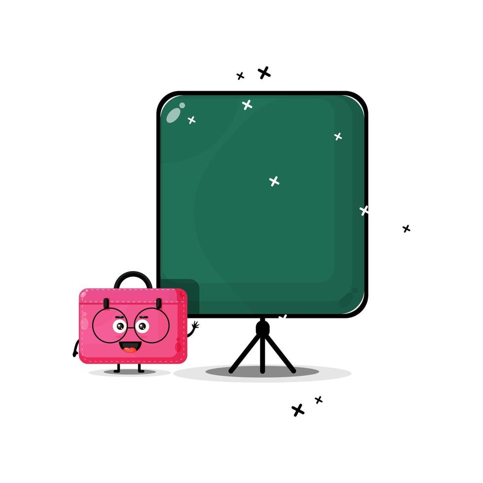 Cute work bag mascot becomes a teacher vector