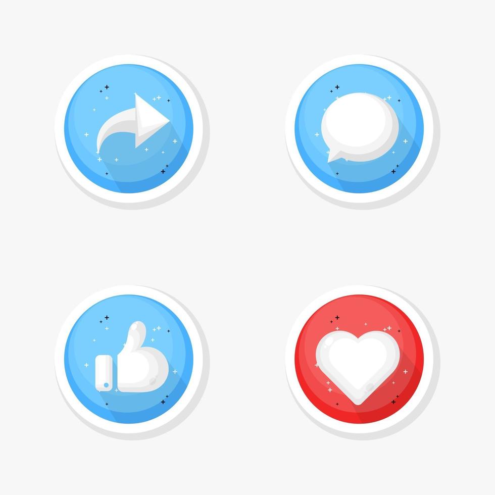 compartir, comentar, me gusta y amar el diseño de iconos de redes sociales vector