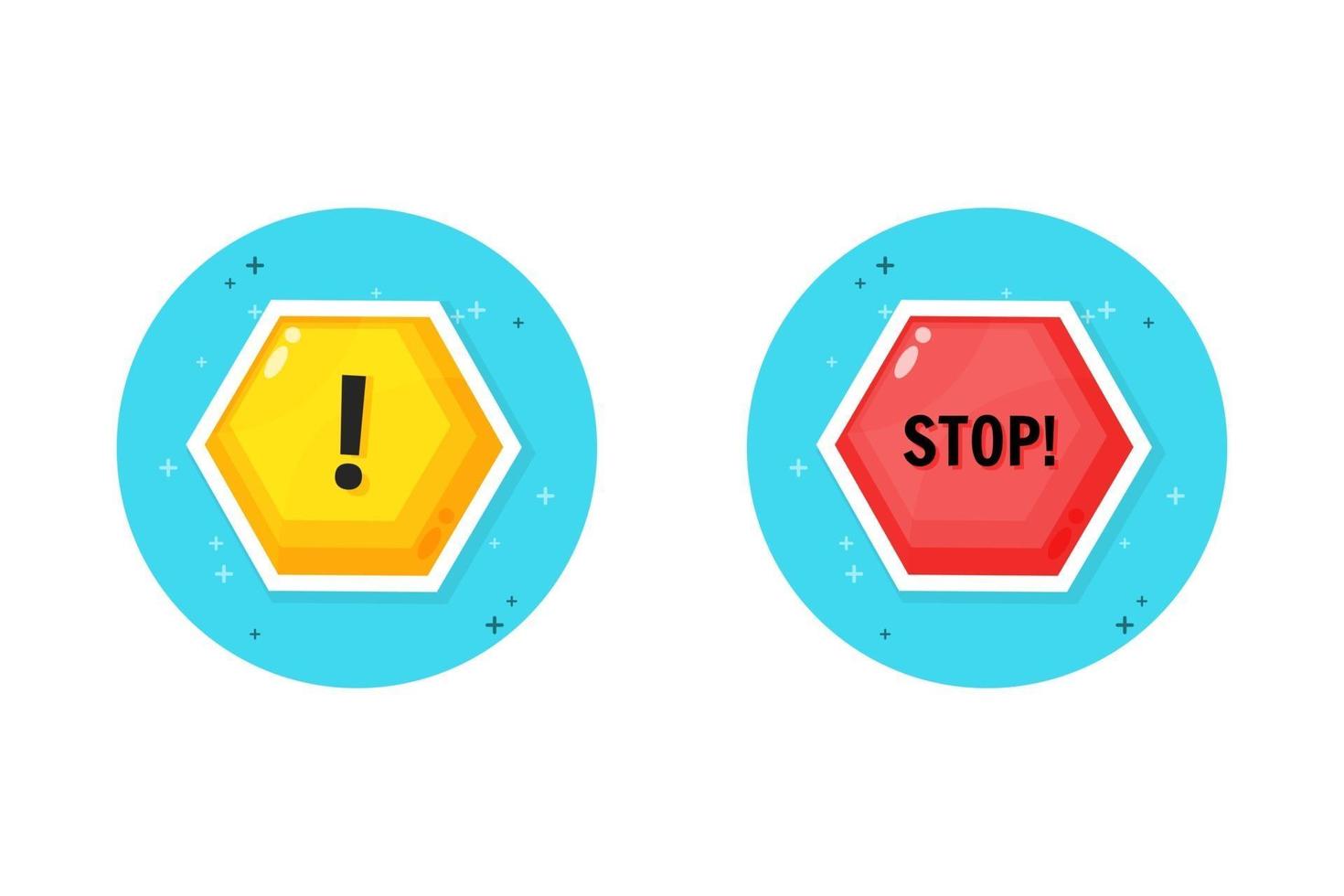 Warning and stop icon design vector