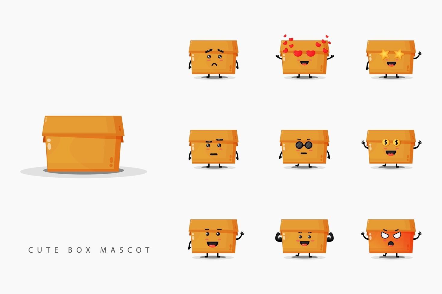 Cute mascot box design set vector