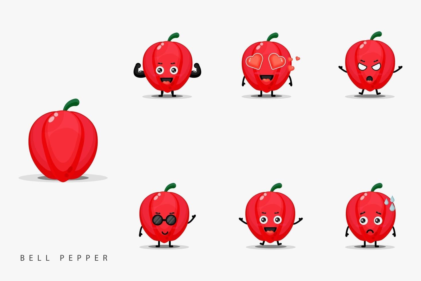 Cute bell pepper design character set vector