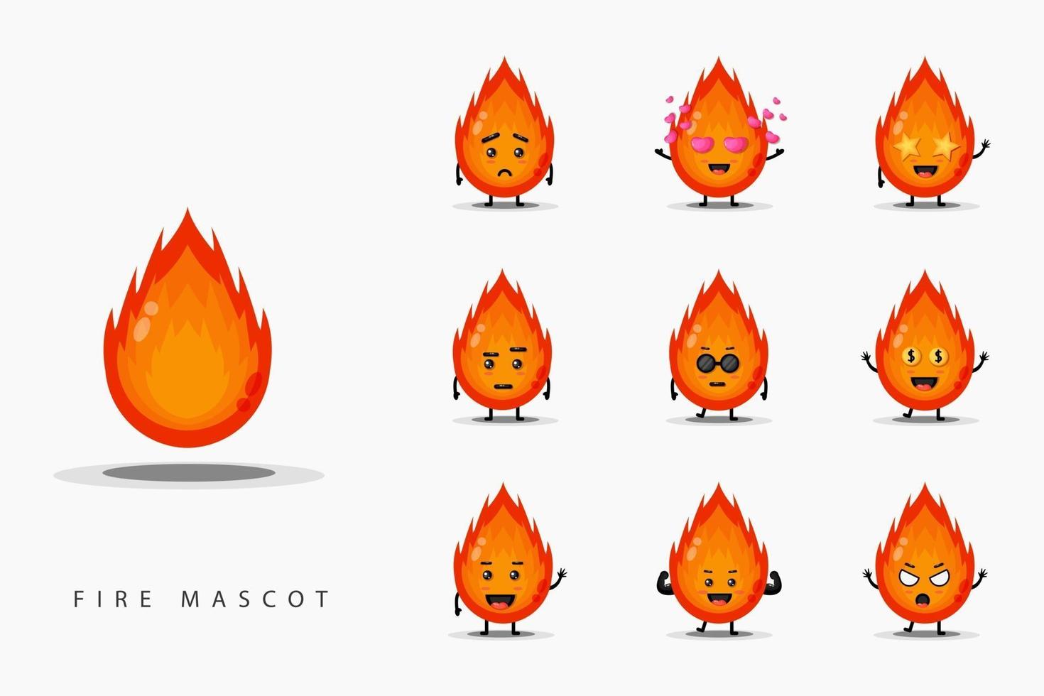 Cute fire mascot set vector