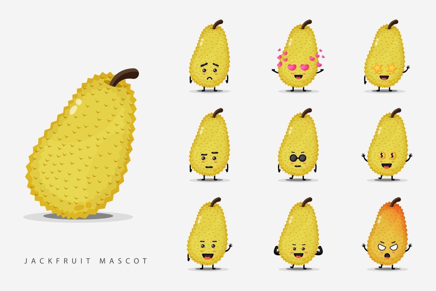 Cute jackfruit mascot set vector