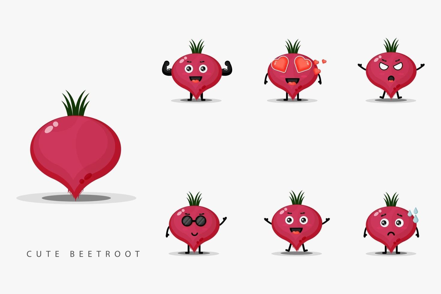 Cute beetroot mascot design set vector