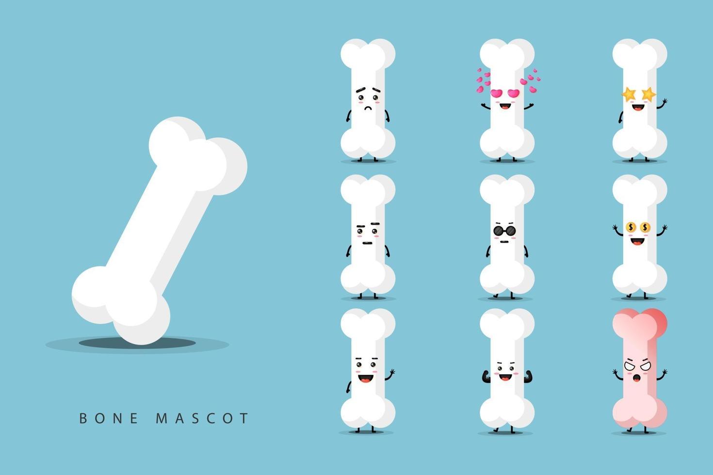 Cute bone mascot set vector