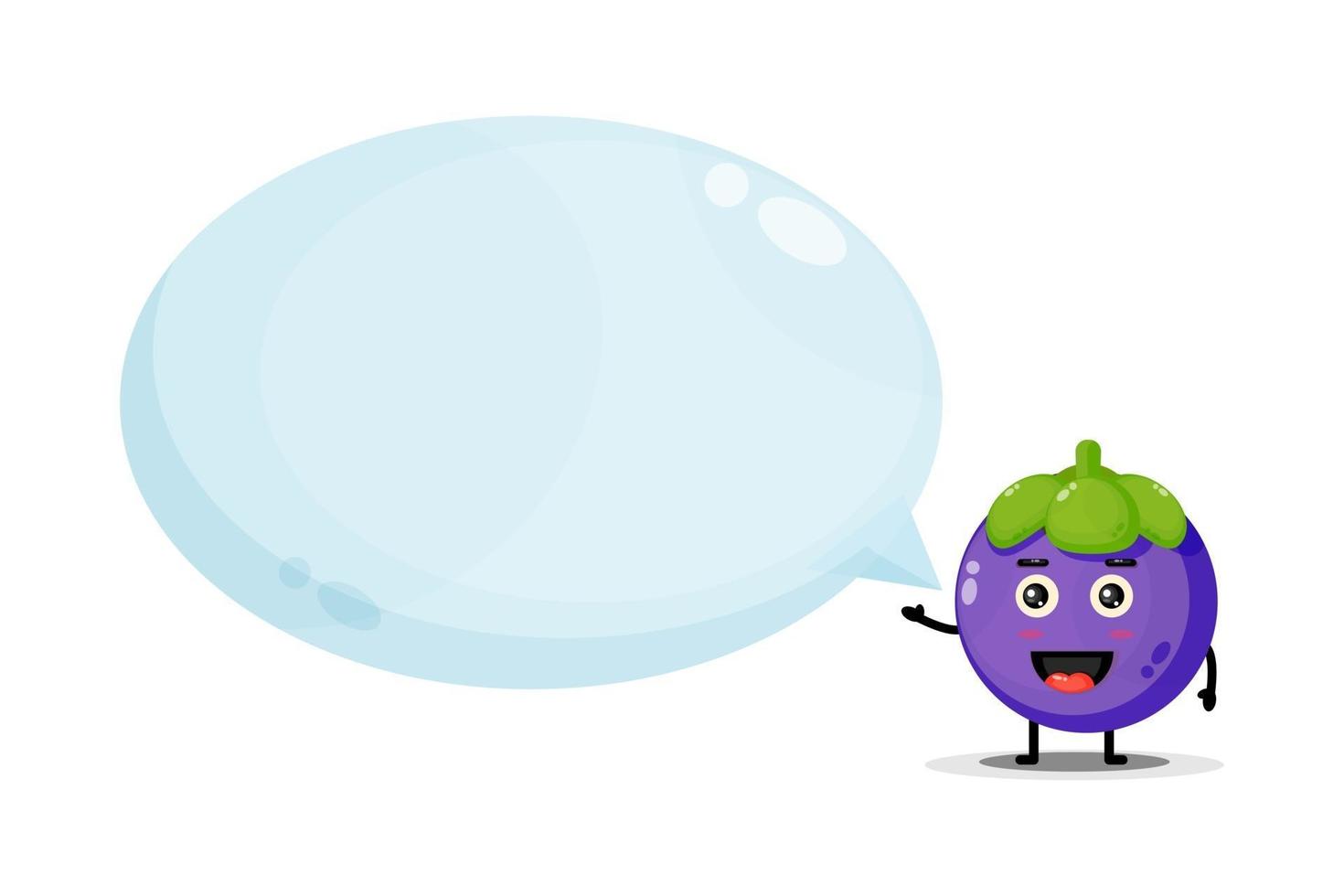 Cute character mangosteen with bubble speech vector